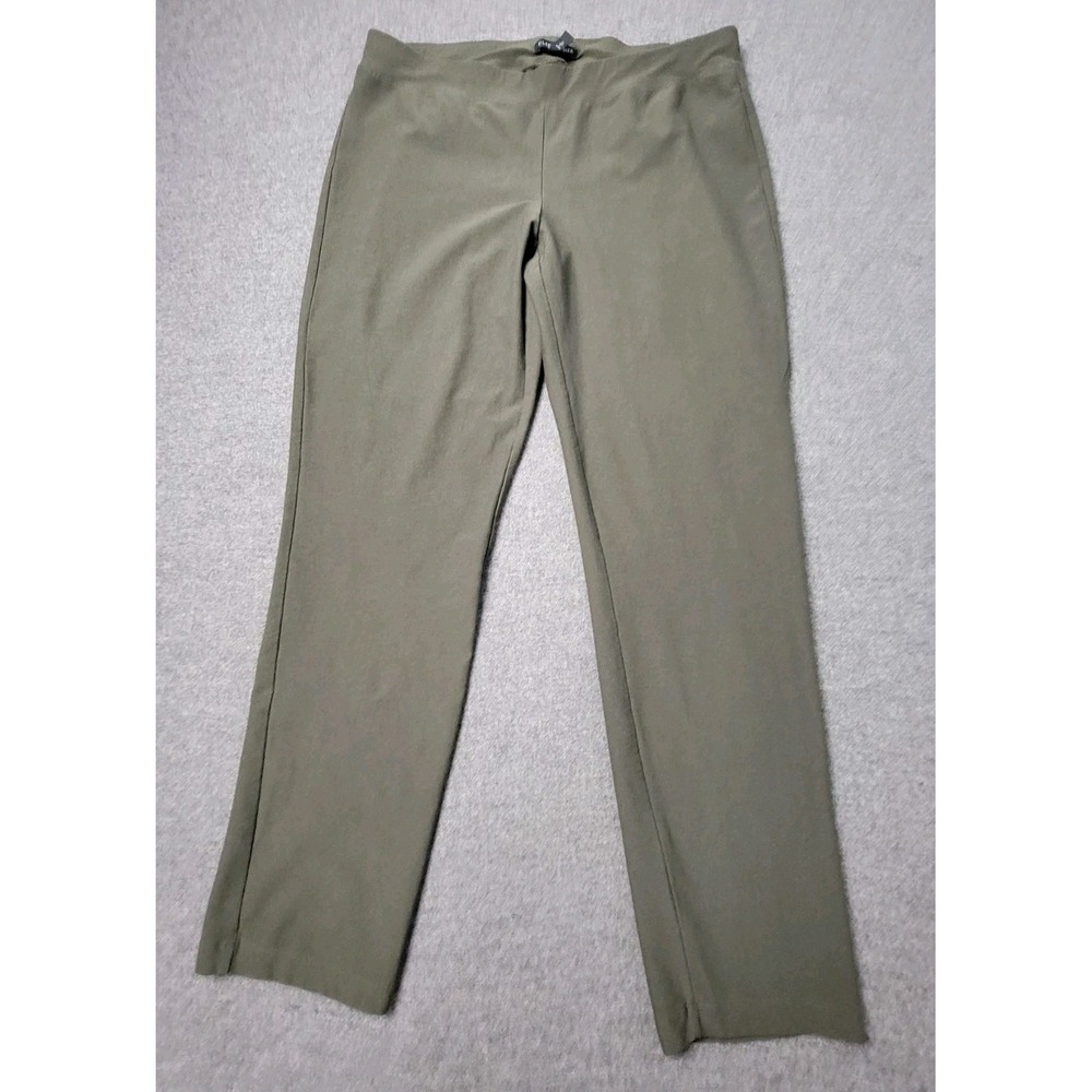 Eileen Fisher Pants Womens Medium Olive Stretch Straight Leg Pull On Career‎